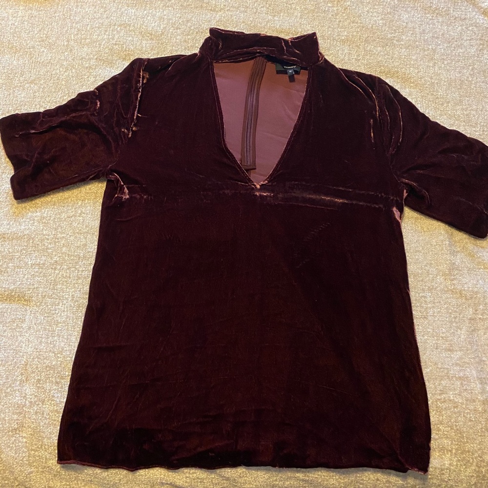 Theory velvet red mock neck top